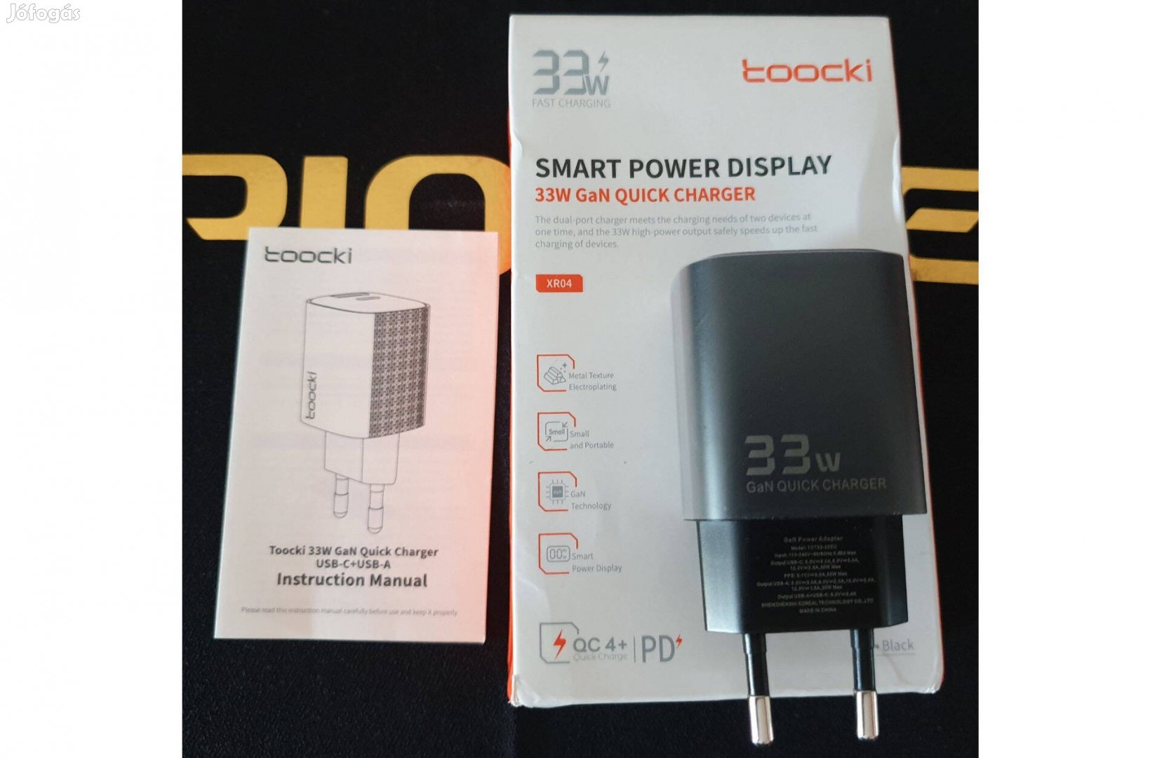 GAN QC3 QC4 PD 33W Szupergyors töltő gyorstöltő dupla utazó