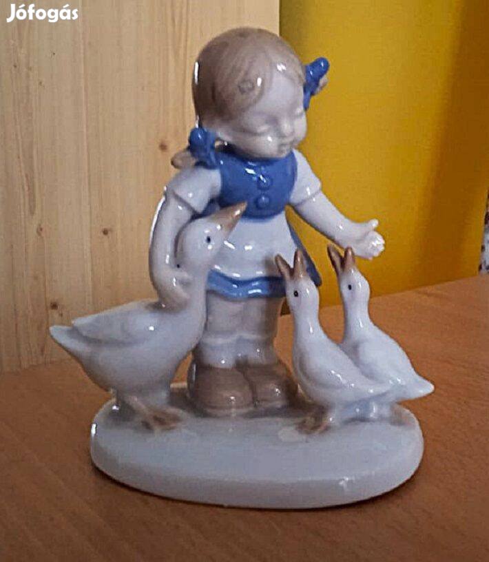 GH Co. kislány libákkal vintázs porcelán még az NDK-ból