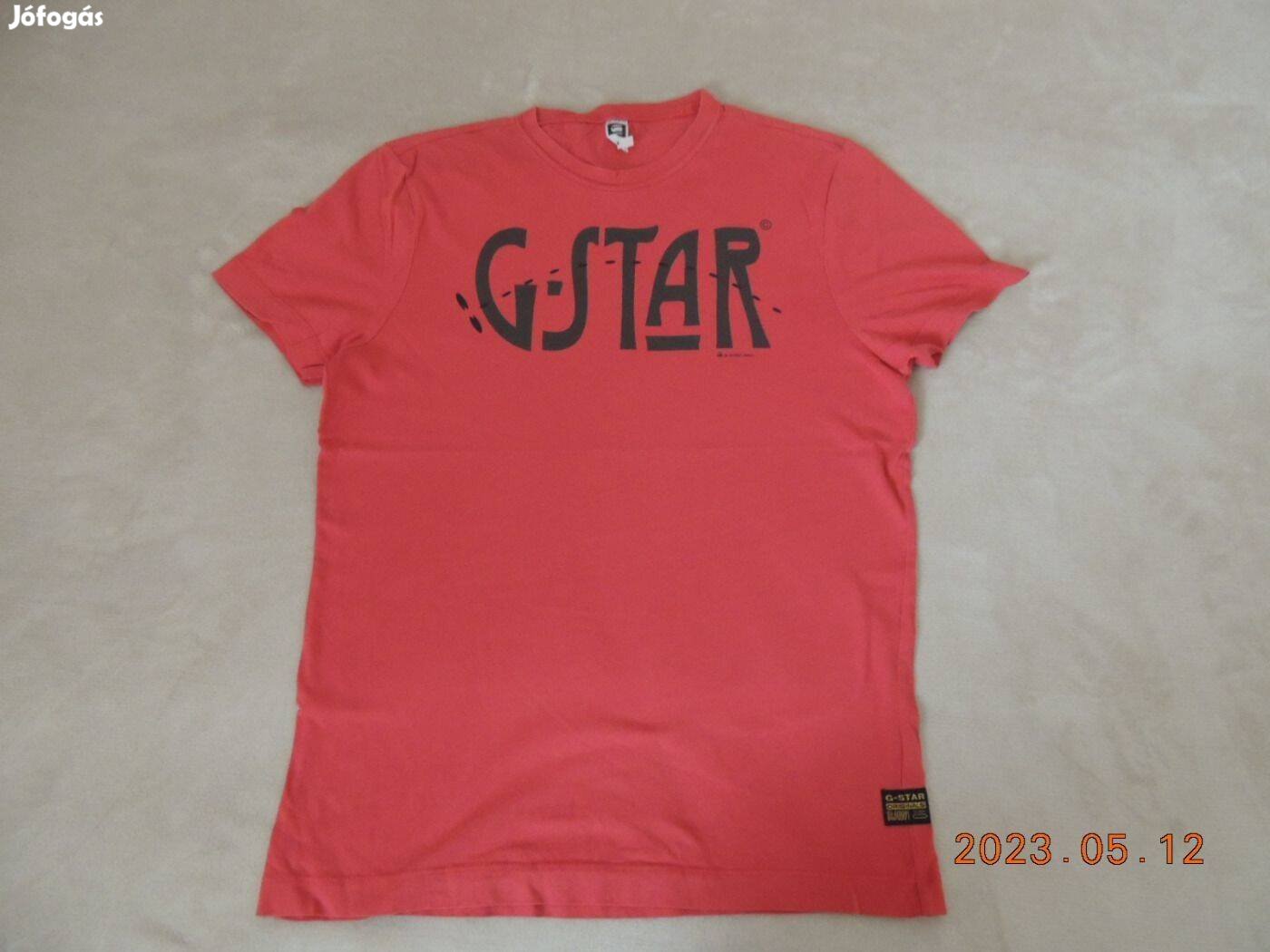 G-Star piros férfi póló , S-es, fekete felirattal