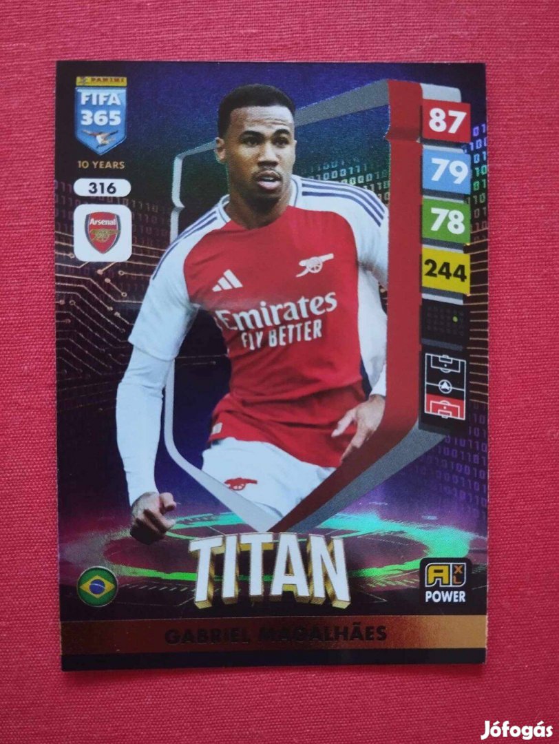 Gabriel Magalhaes (Arsenal) FIFA 365 2025 Power Titan focis kártya