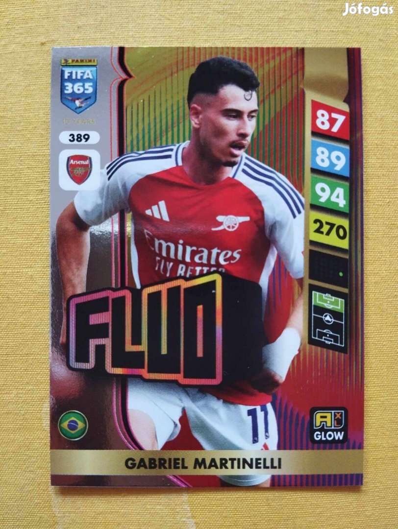 Gabriel Martinelli (Arsenal) FIFA 365 2025 GLOW Fluo focis kártya