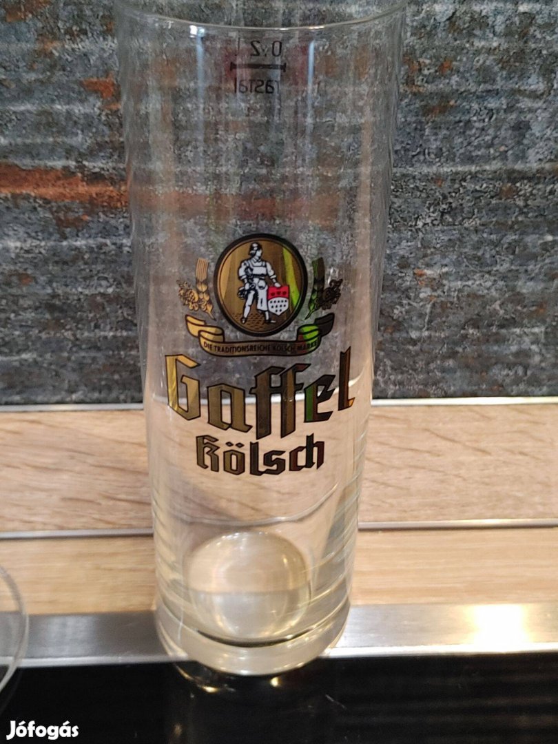 Gaffel Kölsch üveg sörös pohár - ritkaság gyűjtőknek