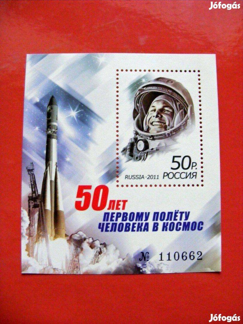 Gagarin orosz postatiszta blokk bélyeg - 50. évf. Oroszország 2011