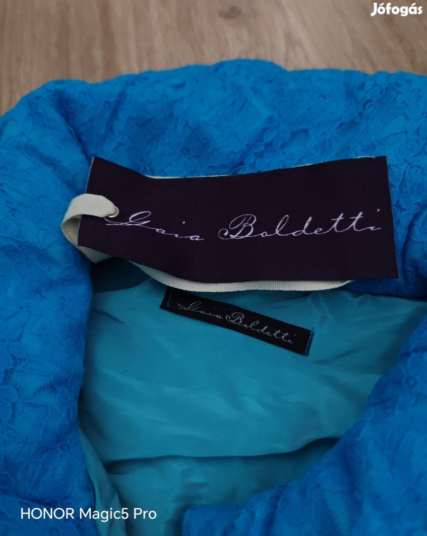 Gaia Baldetti luxus türkiz női kabátka