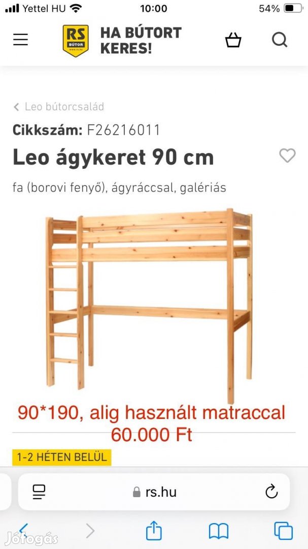 Galériaágy matraccal