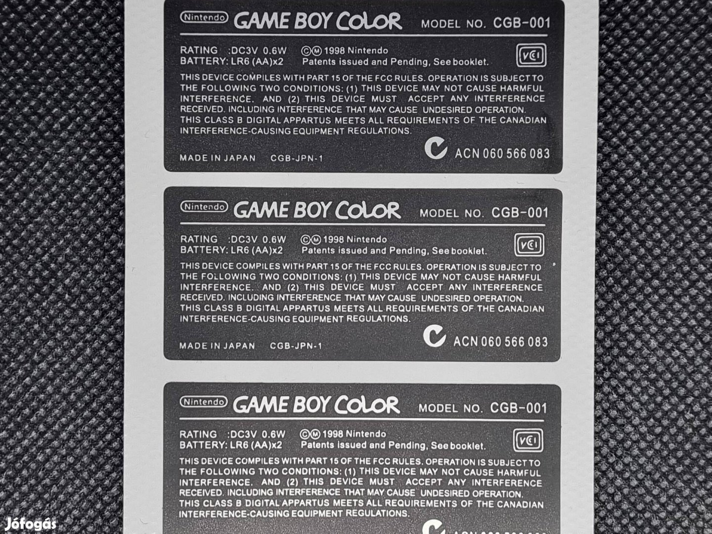 Game Boy Pocket és Color címke
