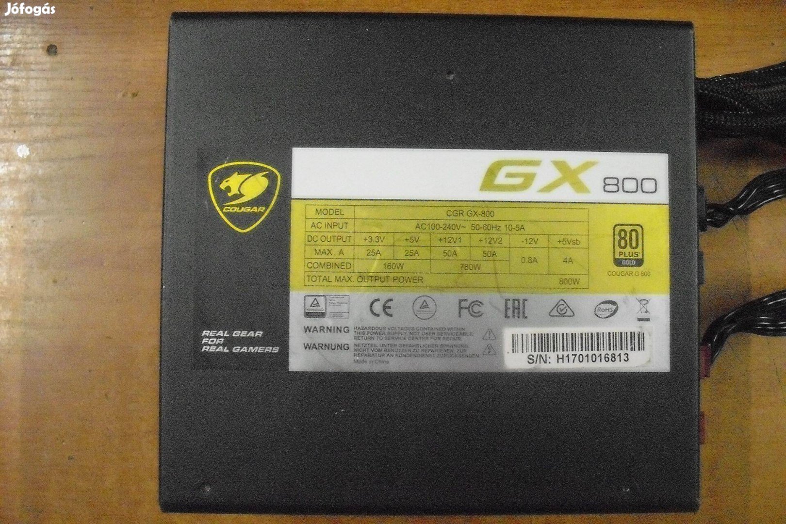 Gamer Cougar GCR Gx-800 80plus gold félmodulásis táp!