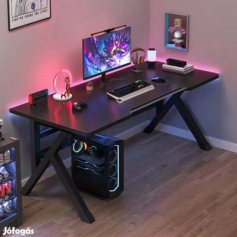 Gamer asztal minőségi íróasztal fekete 140x60x75 cm OTK-B2
