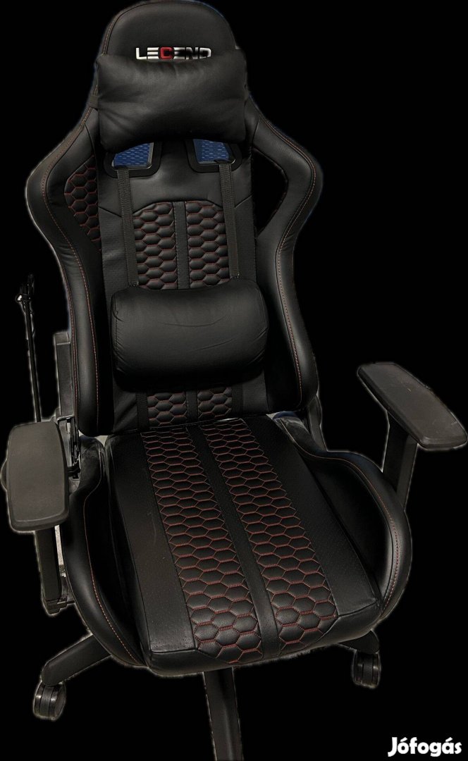 Gamer szék Nibe fekete textilbőr/piros