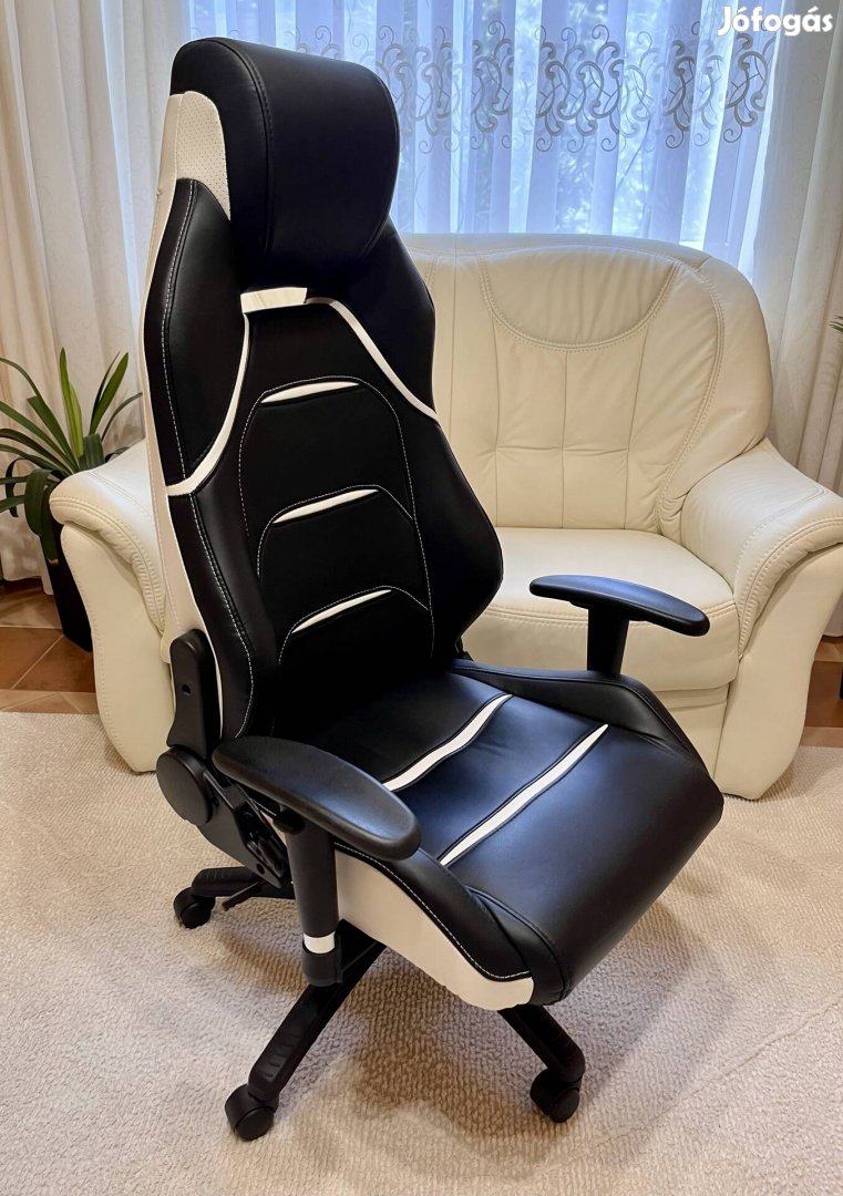 Gamer szék fekete-fehér szín 