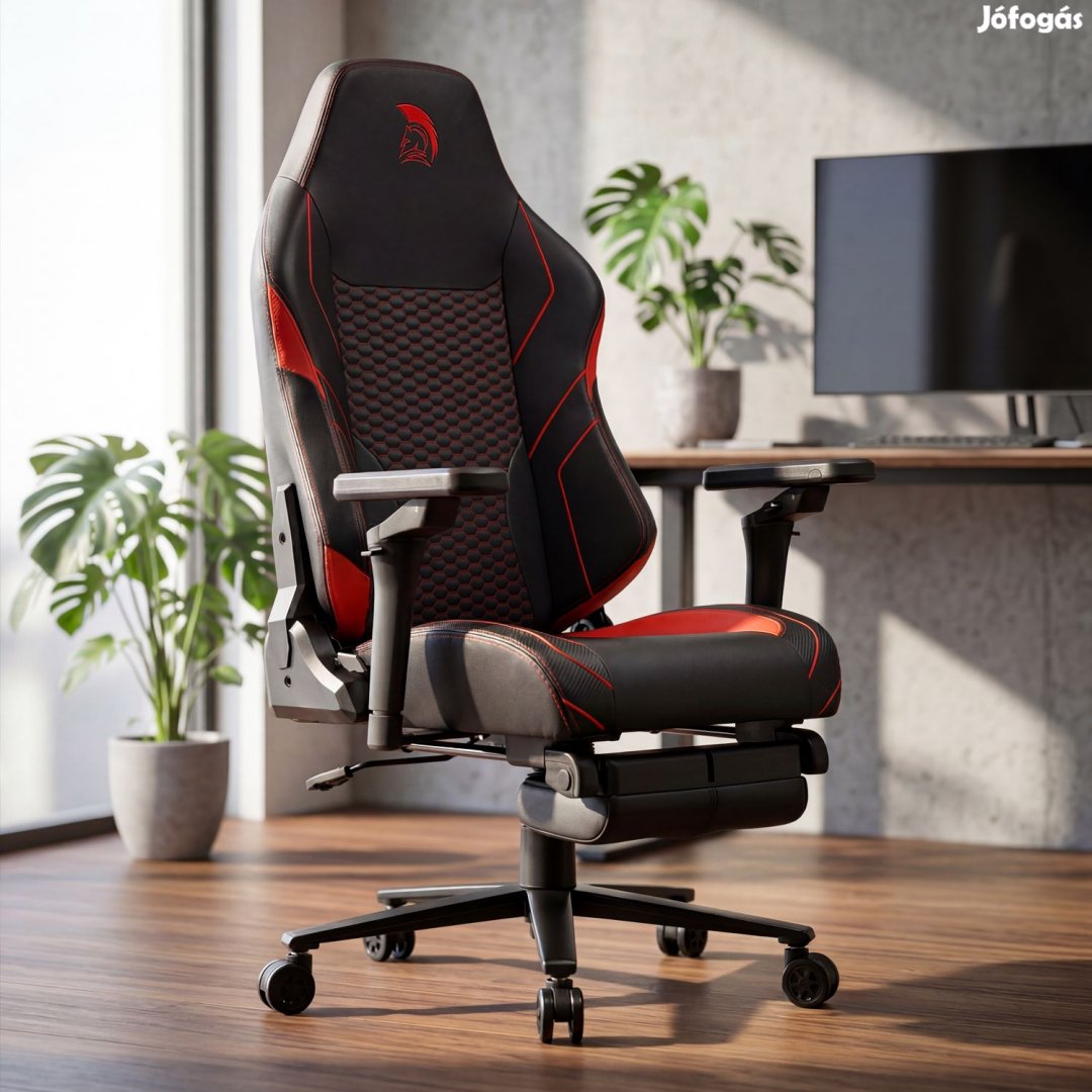 Gamer szék fekete-piros, lábtartóval Warrior RL-511O
