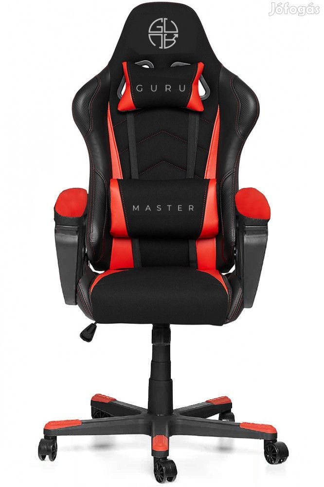 Gamer szék kényelmes főnöki forgószék Guru Master piros GM2-R