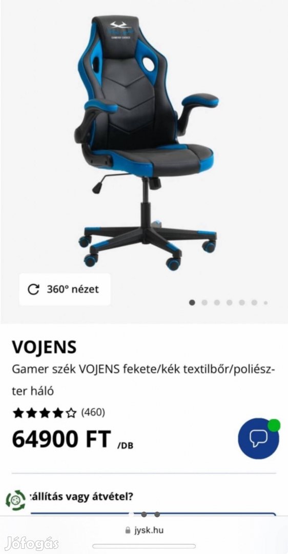 Gamer vojens szék jysk (új, bontatlan)