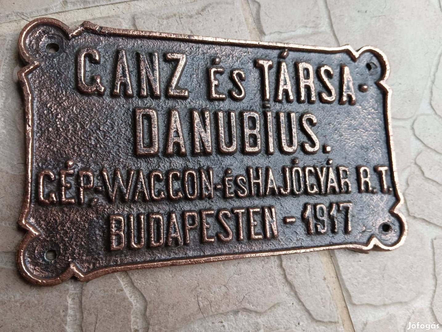 Ganz Danubius Géptábla Vagon és Hajógyár Budapest 1917 tábla