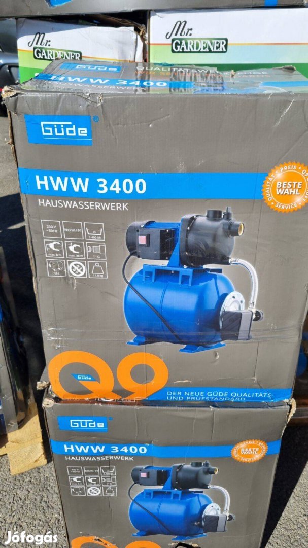 Garanciális, Güde házi vízmű, 800W-os, hidrofor 3400liter/óra vízhozam