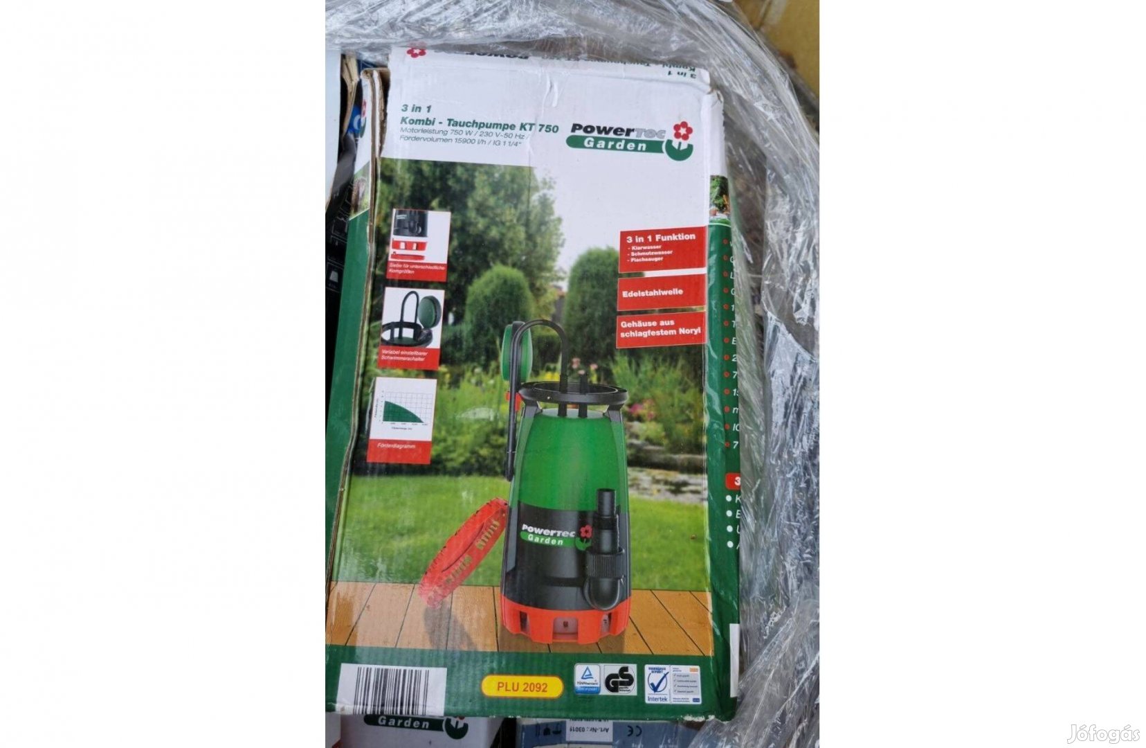 Garanciális, Powertec Garden 3az1-ben szivattyú 750W teljesítménnyel