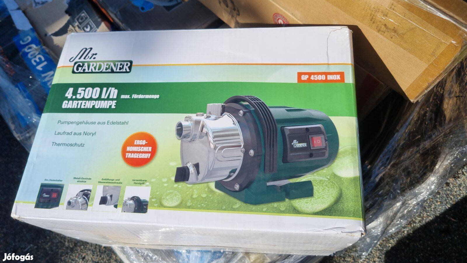 Garanciális, talpas kerti szivattyú 1000W-os motorral, 4500liter/h