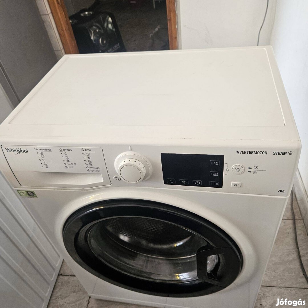 Garanciális keskeny whirlpool steam 1200A+++ elöltöltős mosógép