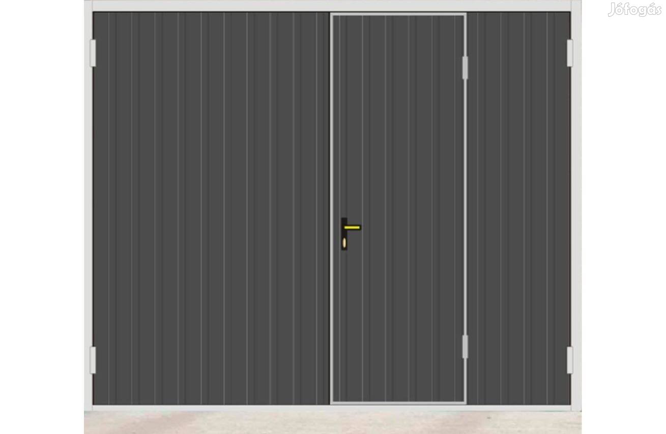 Garázskapu KL kétszárnyas, antracit fa, Szebj, Fny250220