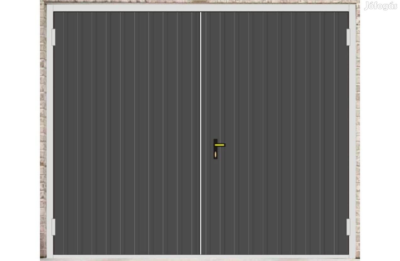 Garázskapu KL kétszárnyú, antracit fa, T7 FB, Fny 250/220, ingyenes sz