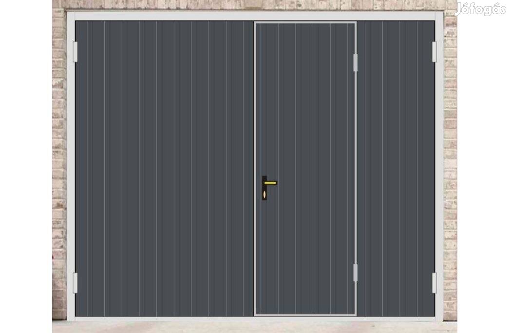 Garázskapu PR1010 kétszárnyú, matt sötét szürke szín, sok