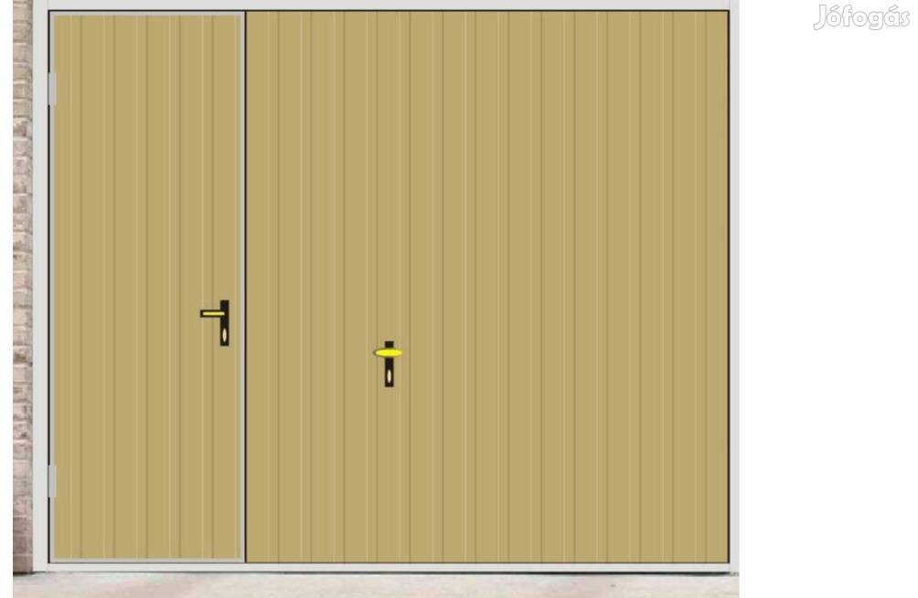 Garázskapu PR billenő, fényes homok szín, sok opcióval, bal