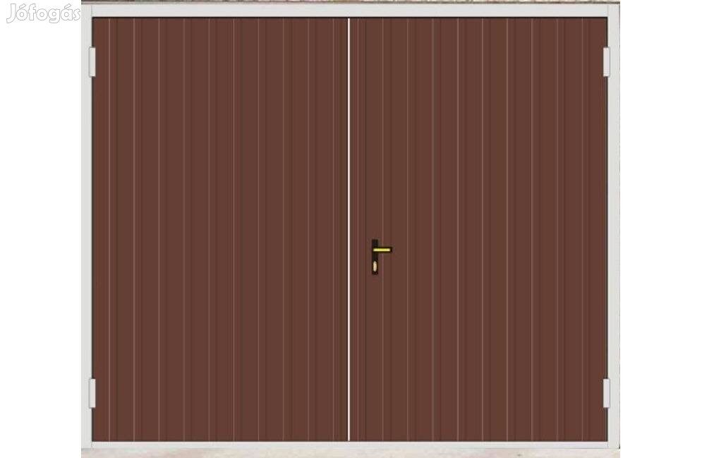 Garázskapu PR kétszárnyú, sötét barna fényes szín, jobb