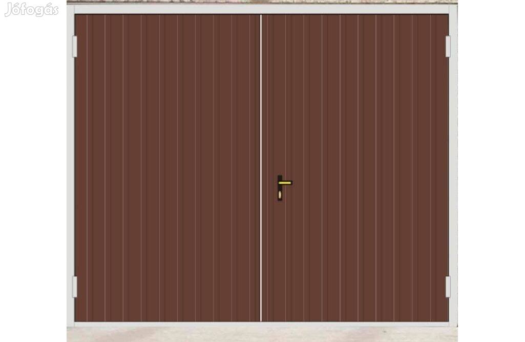 Garázskapu PR kétszárnyú, sötét barna matt szín, jobb