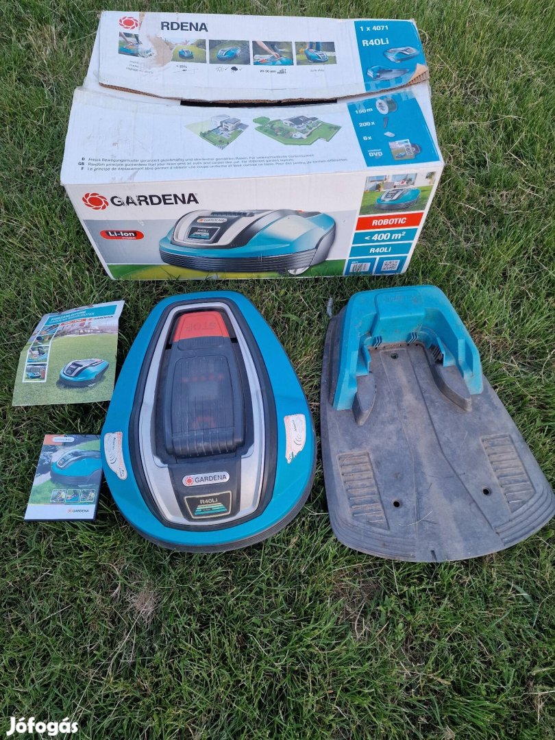 Gardena R40Li robotfűnyíró dokkolóval gyári dobozában 