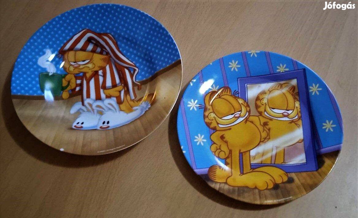 Garfield figurás porcelán tányérok: 1 lapos + 1 mély