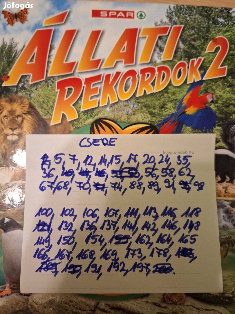 Garfilde állati rekordok matricak