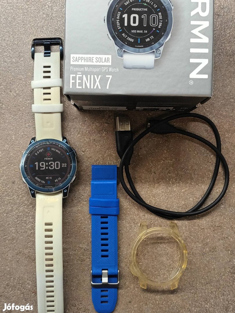 Garmin Fenix 7 Sapphire Solar Mineral Kék-Fehér 