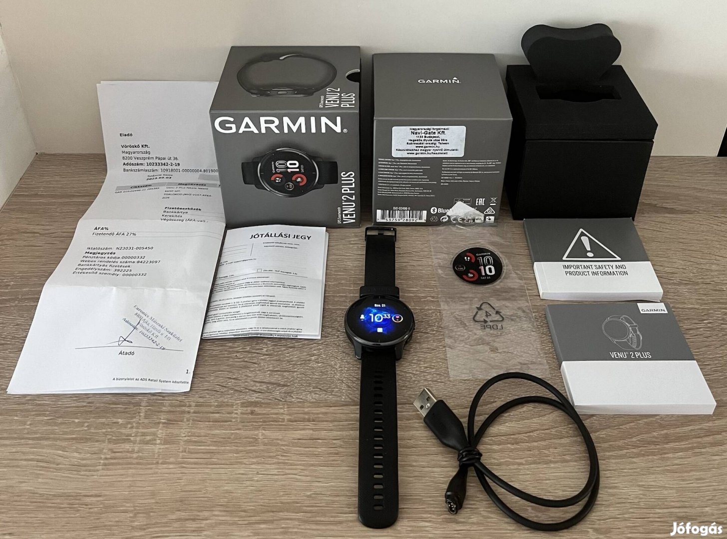 Garmin Venu 2 Plus, fekete okosóra garanciával eladó.