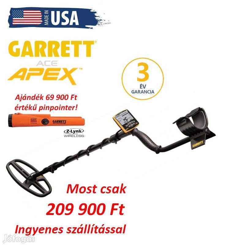 Garrett Ace APEX 6x11" fémdetektor fémkereső Viper tekerccsel + ajánd