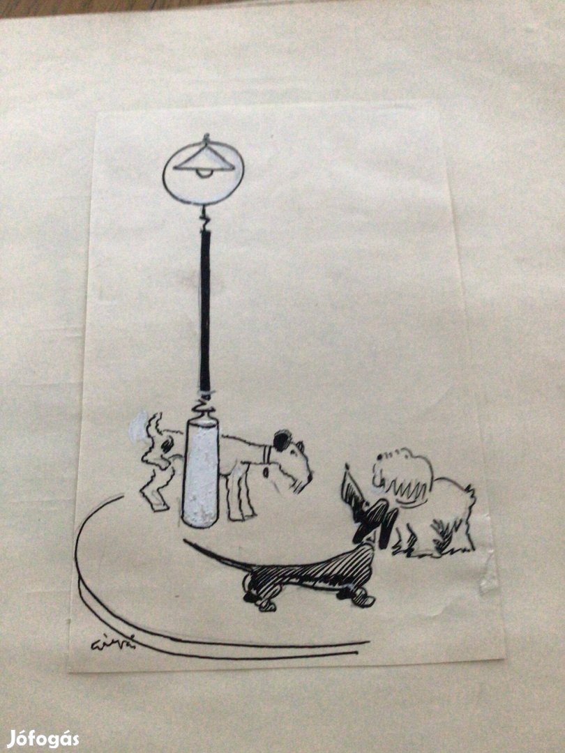 Gáspár Antal eredeti karikatúra rajza a Szabad Száj c. lapnak 11 x 17