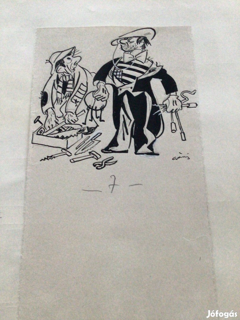 Gáspár Antal eredeti karikatúrarajza a Szabad Száj c. lapnak 20 x 11 c