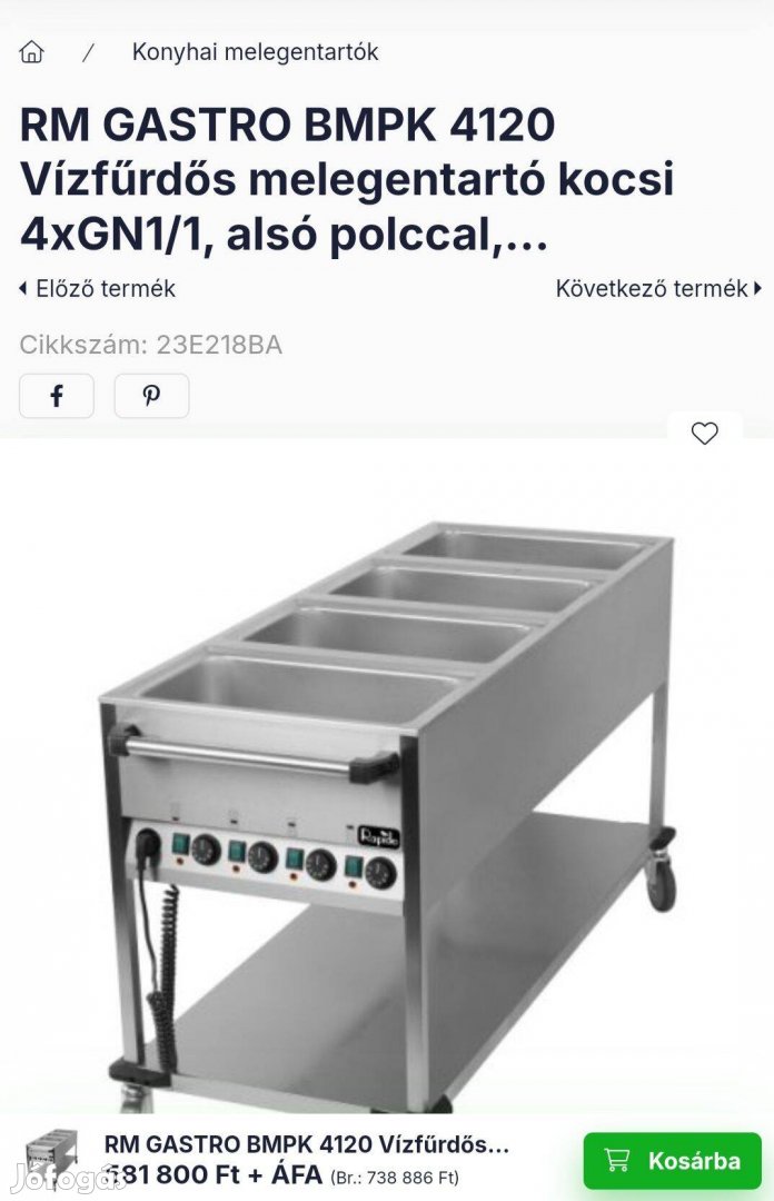 Gastro Bmpk 4120 Vízfűrdős megentartó kocsi