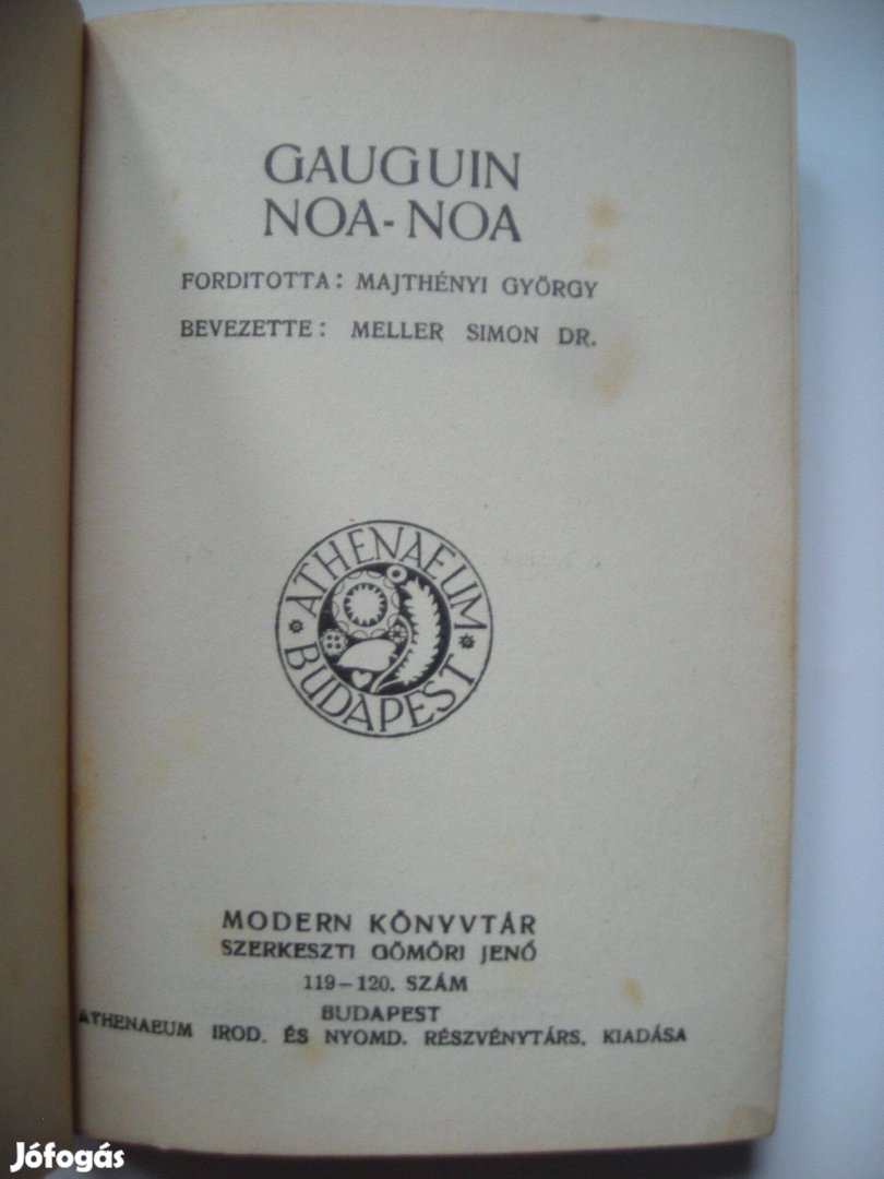 Gauguin Noa-Noa Jeles Elbeszélők - Műirók És Költők sorozat