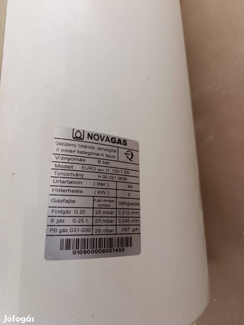 Gáz bojler, 100 literes kémény nélküli