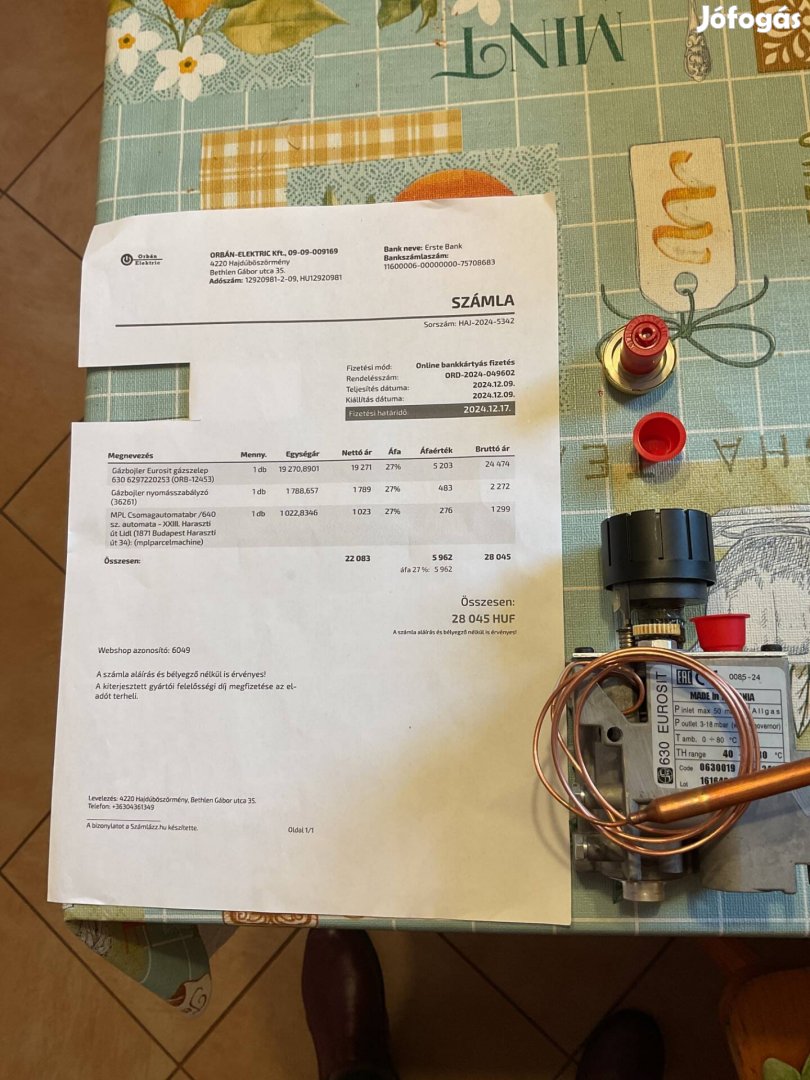 Gázbojler Eurosit gázszelep