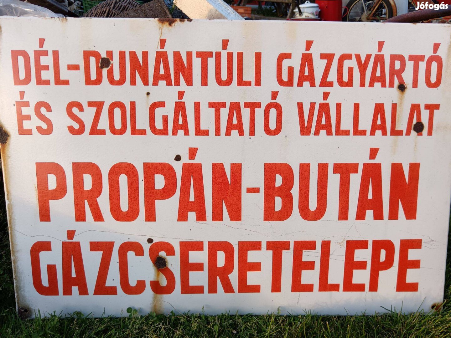 Gázcseretelep , nagyméretü színes zománctábla