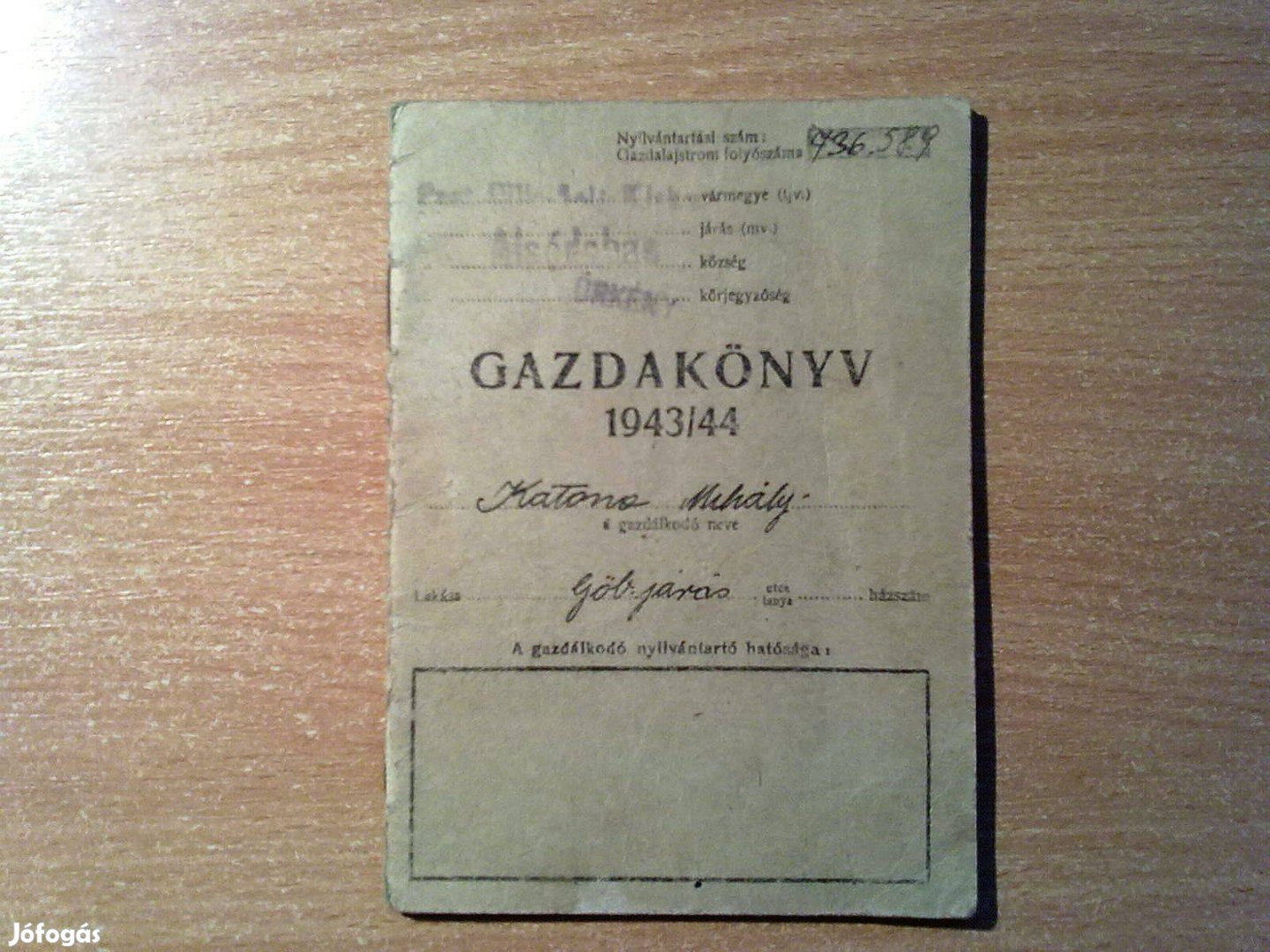 Gazdakönyv 1943/44