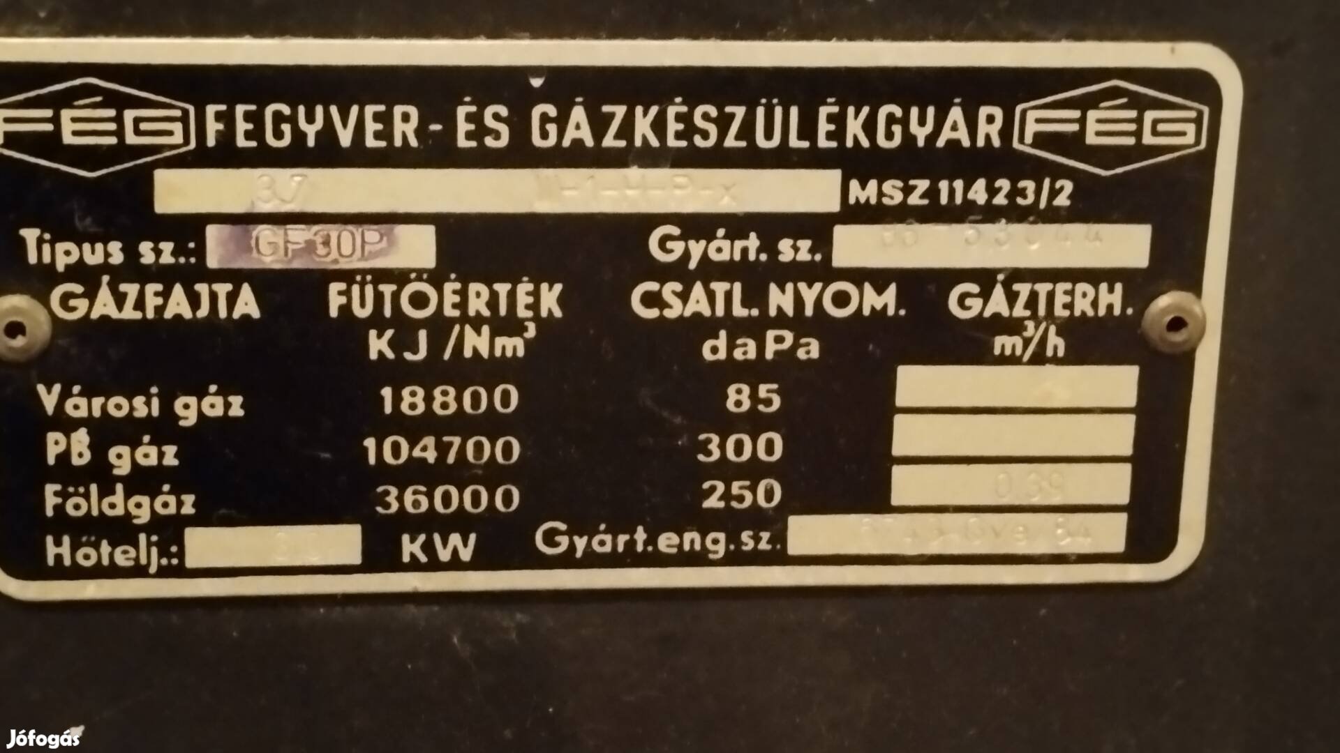 Gázkonvektor - FÉG GF 30P  öntöttvas konvektor eladó