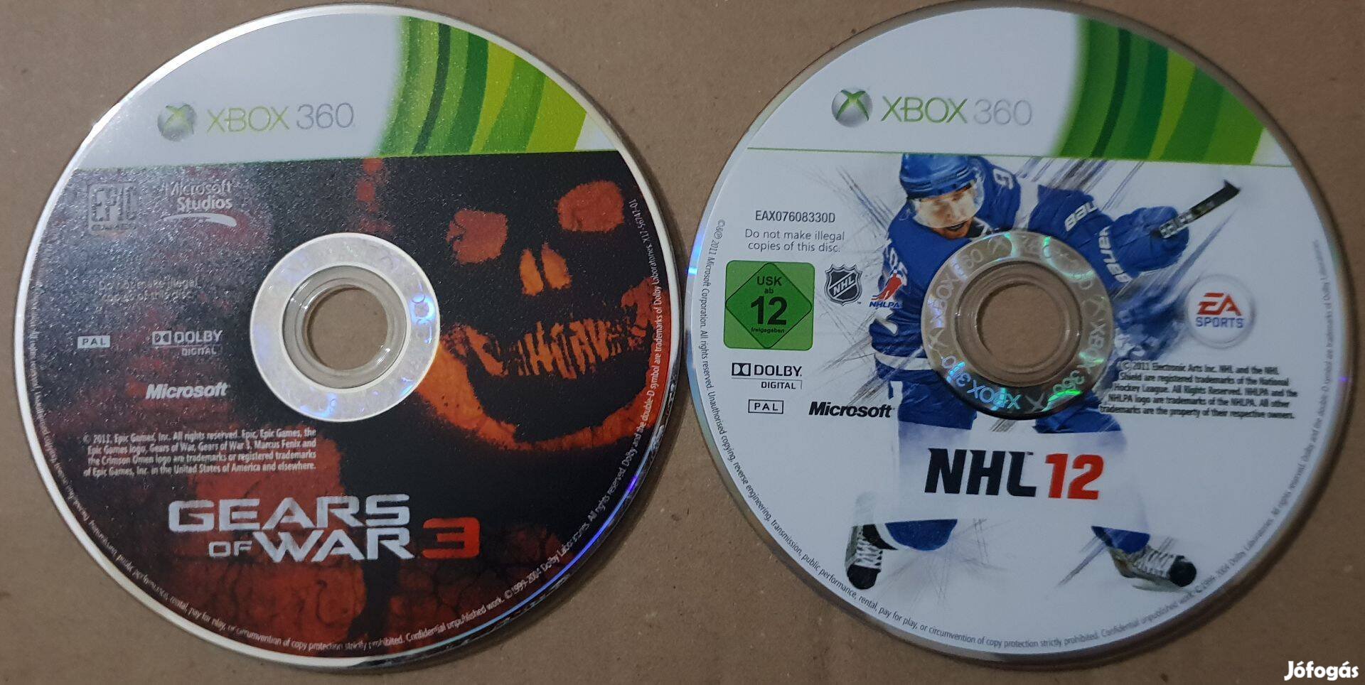 Gears of war 3 Xbox 360 játék + NHL 12 egyben 2000 Ft