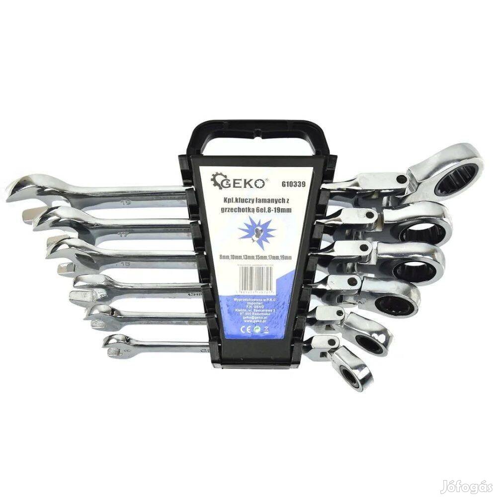Geko 6 részes csuklós csillag villáskulcs készlet, 8-19mm