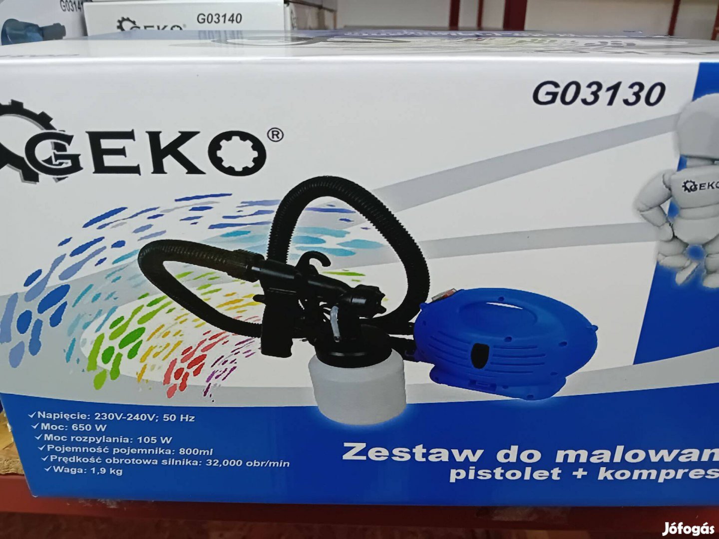 Geko G03130 elektromos festékszóró készlet 650 W Új!