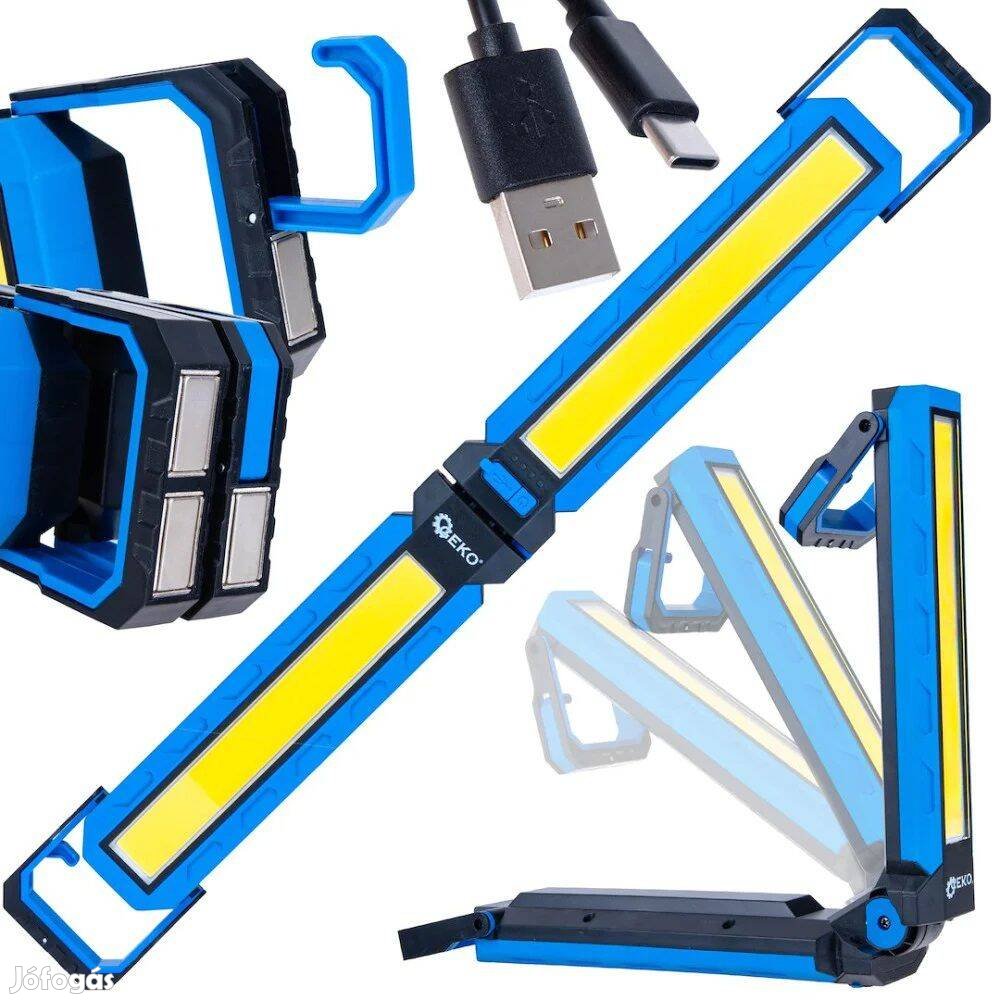 Geko Összecsukható műhelylámpa mágnesekkel, LED COB, 10W,