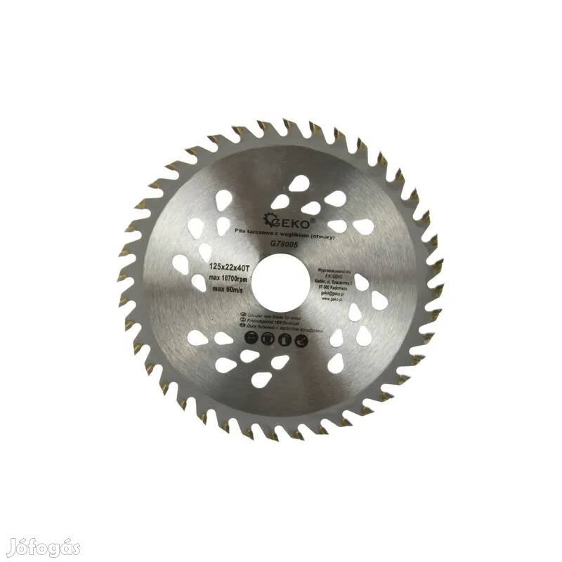Geko körfűrészlap körfűrész tárcsa vágótárcsa vídiás 125×22 mm 40 fo
