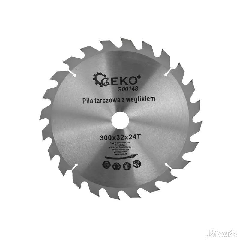 Geko körfűrészlap körfűrész tárcsa vágótárcsa vídiás 300×32 mm 24 fo