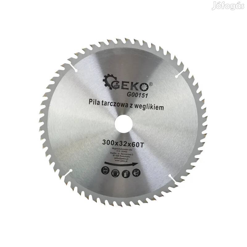 Geko körfűrészlap körfűrész tárcsa vágótárcsa vídiás 300×32 mm 60 fo